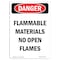 Signmission OSHA Danger Sign, 10" Height, Rigid Plastic, Flammable Materials No Open Flames, Portrait OS-DS-P-710-V-2362 - alternate 1